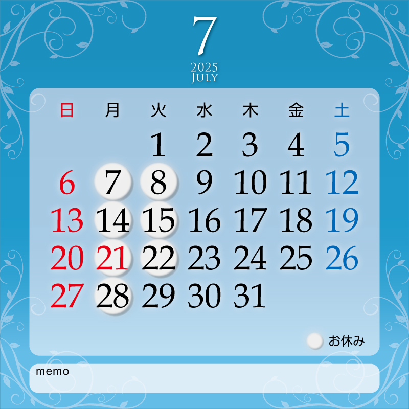 ラぺ2025年7月カレンダー